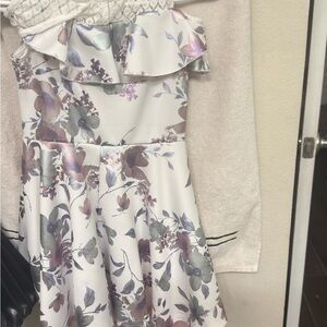 Floral Ruffle Kids Dress - White and Purple